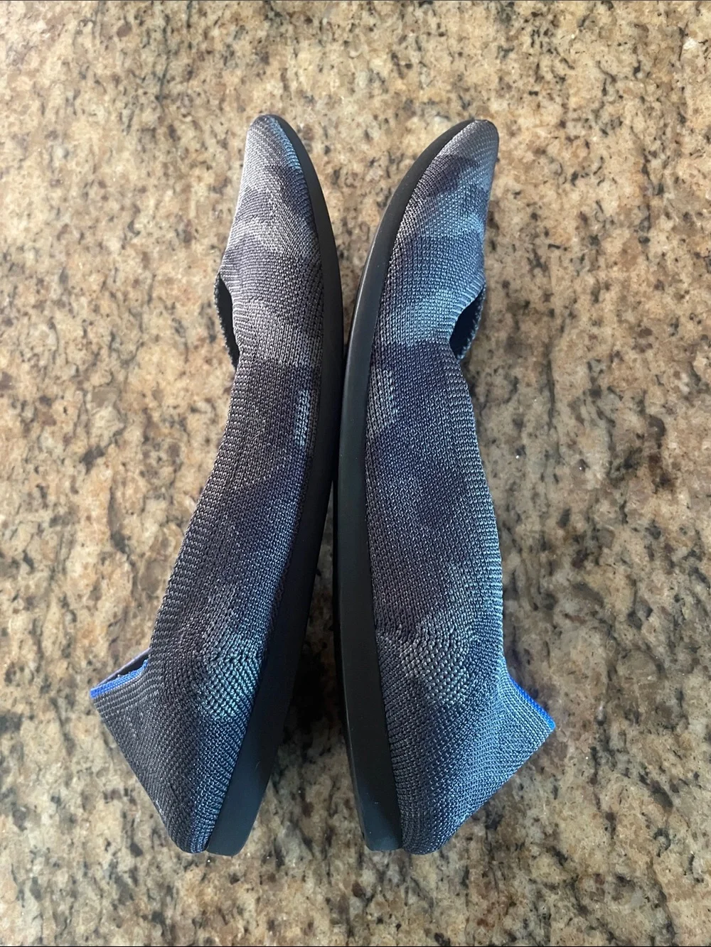 Rothy's Women's Pointed Knit Flats in Blue and Gray abstract pattern women’s 6.5